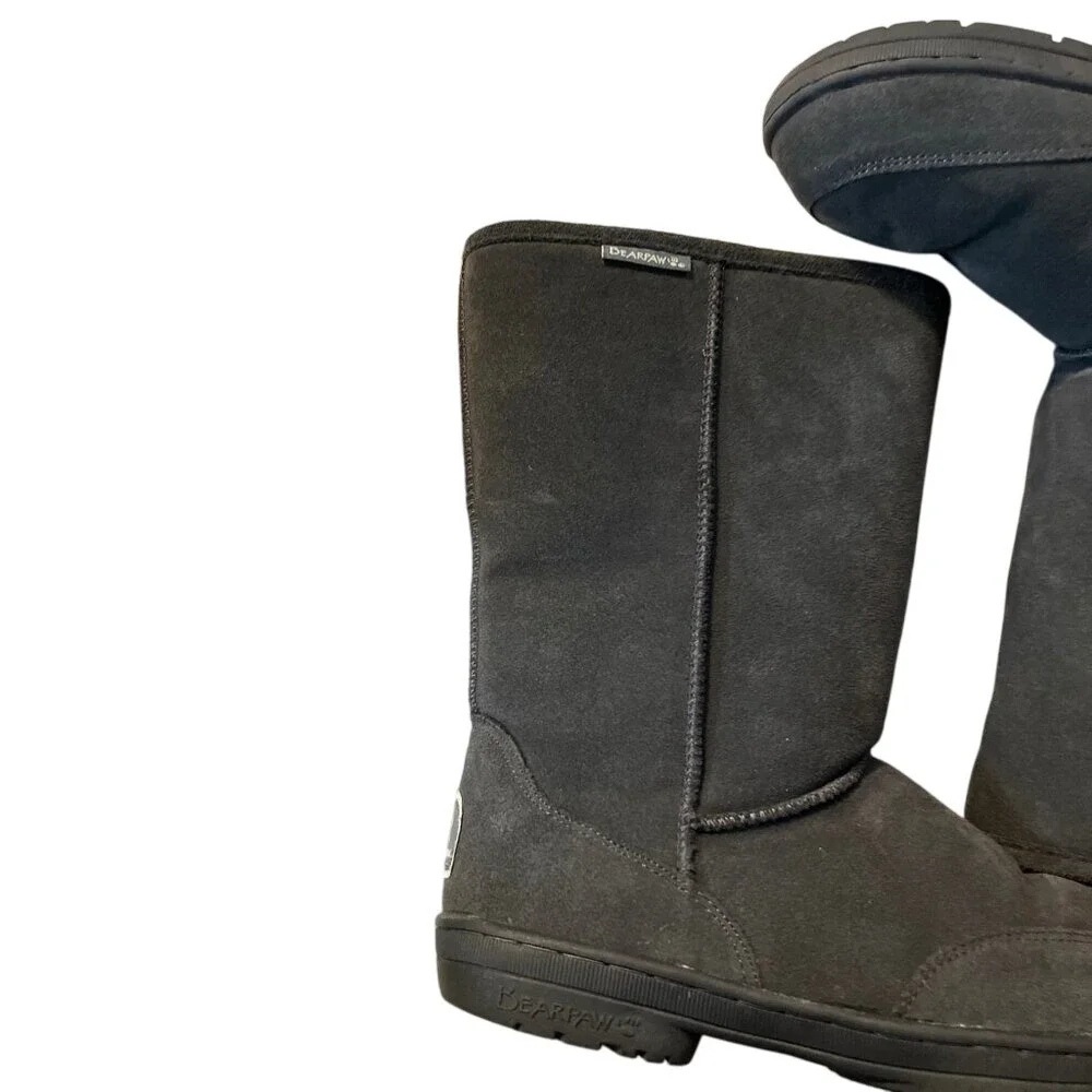 BEARPAW Women's Emma Tall Classic Suede Slip On Boot-Charcoal Grey‎  9M